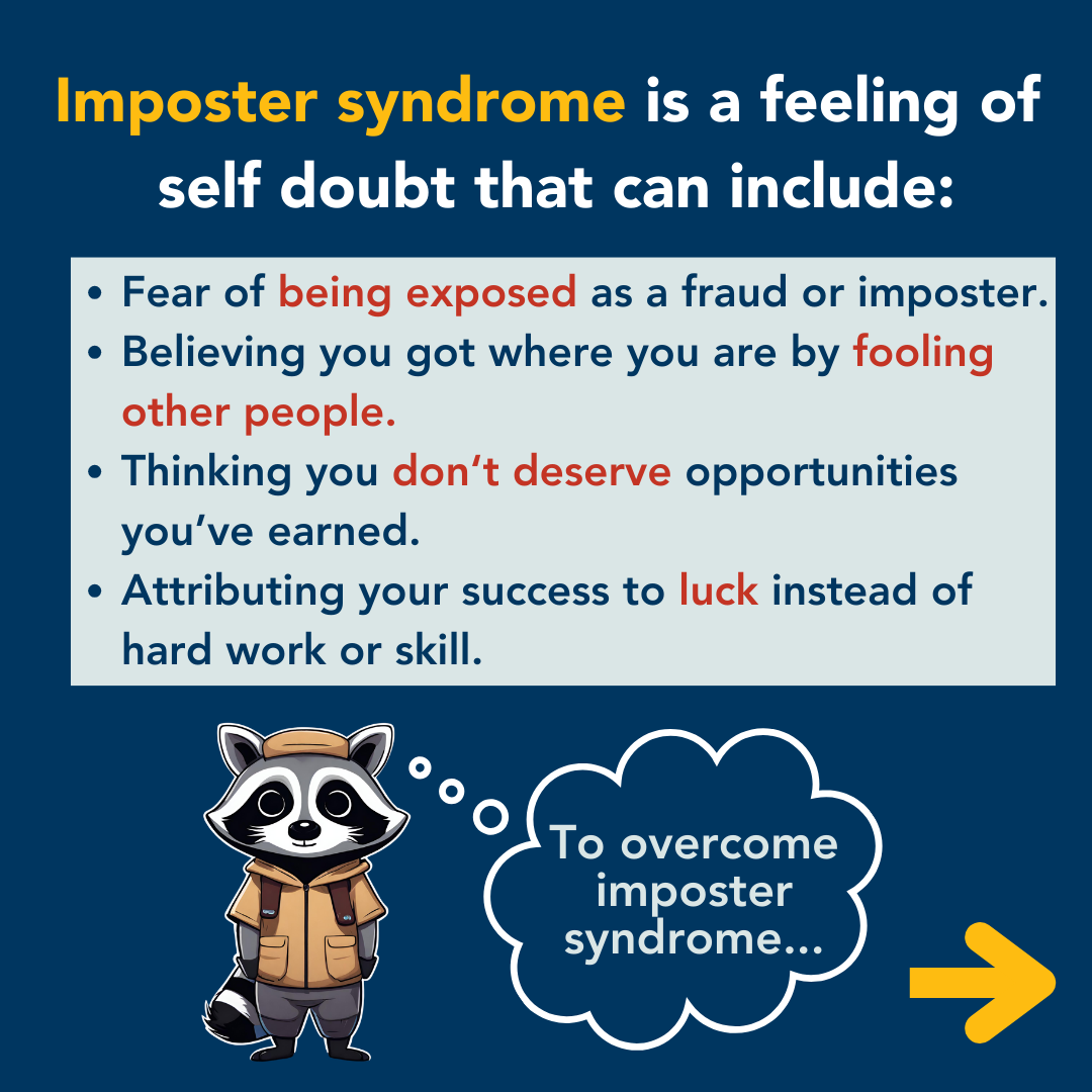 Slide explaining what imposter syndrome feels like