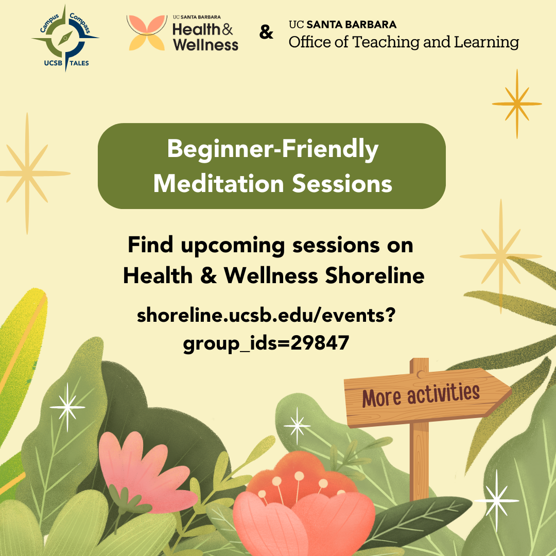 Slide about health and wellness events (Beginner Friendly Meditation Session)