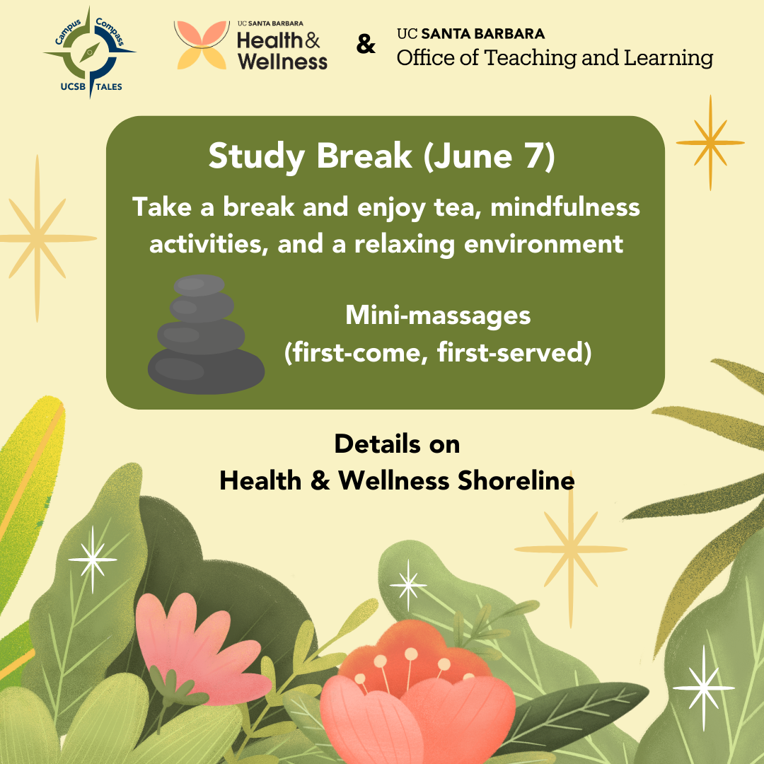 Slide about health and wellness events (Study Break)