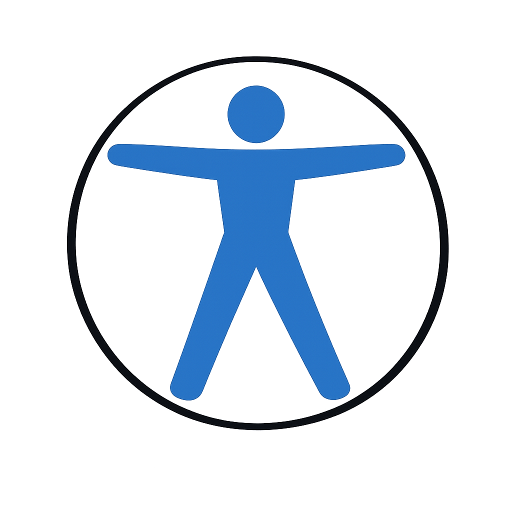 silhouette of a human body with a circle around it