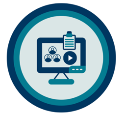 circular graphic of a computer monitor