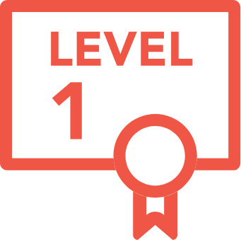 icon depicting LEVEL 1 in red