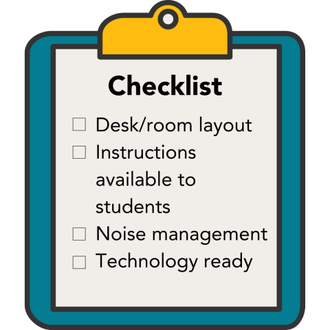 graphic of a clipboard holding a paper with a checklist of text