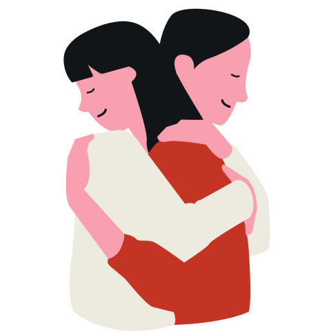 graphic of two people hugging