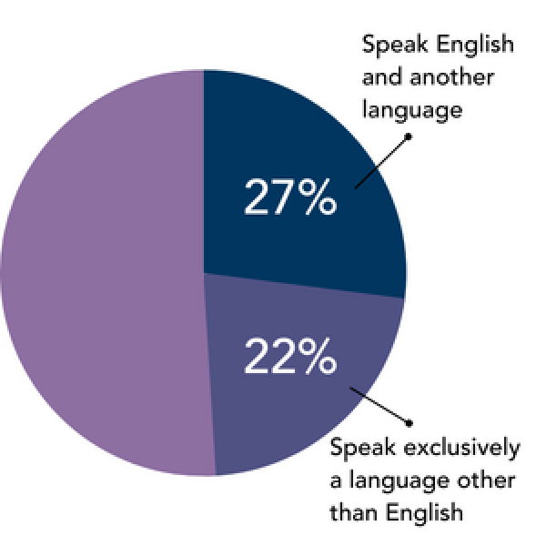 blue and purple pie chart graphic depicting twenty seven and twenty two percent