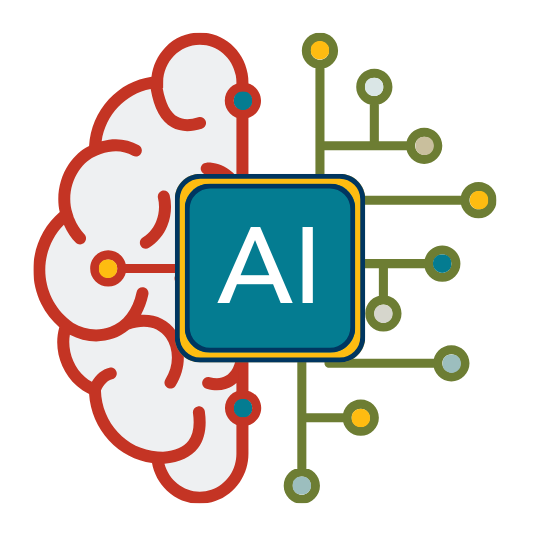 graphic of AI logo combined with a brain and lines stemming from the AI center